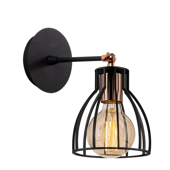 Opviq Kemah - N-1238 Lámpara de pared de cuerpo metálico Negro y Bronce